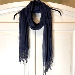 Gauzy Scarf With Fringe - Indigo Blue